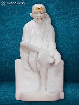 6" Beautiful Statue Of Sai Baba | White Makrana Marble Idol