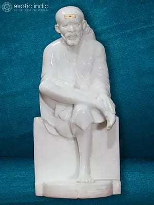 18" Spiritual Elegance Idol Of Sai | White Makrana Marble Figurine