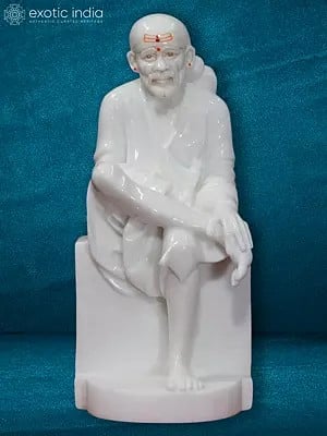 18" Sai Statue For Positive Energy | White Vietnam Marble Idol