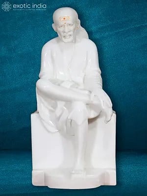 21" The Divine Sai Idol | White Vietnam Marble Figurine