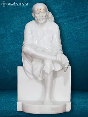 27" Marble Statue Of Sai Baba | White Makrana Marble Idol