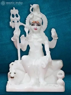 10" Pure White Statue Of Lord Shiva | White Makrana Marble Sculpture