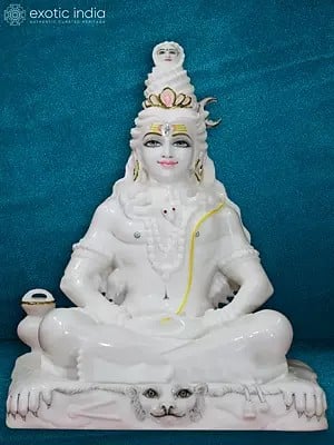 21" Marble Statue Of Shiv-Shambhu Symbol Of Power And Protection