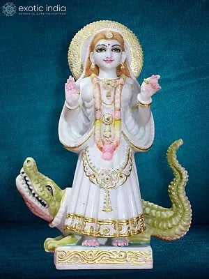 17" Goddess Khodiyar Marble Statue | White Makrana Marble Sculpture
