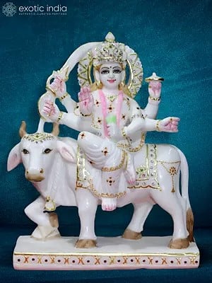 15" Goddess Umiya In Blessing Posture | White Makrana Marble Figurine