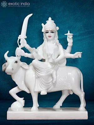 18" Pure White Statue Of Goddess Umiya | White Makrana Marble Statue