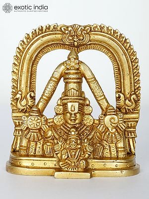 4" Small Tirupati Balaji Brass Statue | Venkateshvara Bust with Devi Lakshmi