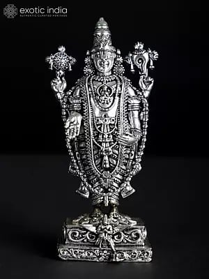 4" Small Lord Tirupati Balaji (Venkateshvara) | Silver Plated Brass Statue