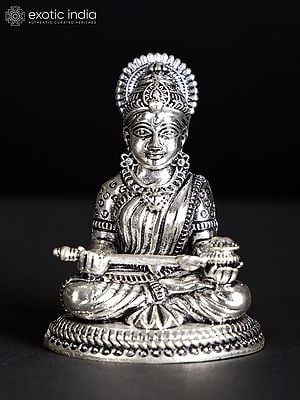 2" Small Goddess Annapurna - Hindu Goddess of Food and Nourishment | Silver Plated Brass Statue