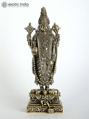 7" Superfine Lord Tirupati Balaji (Venkateshvara) with Garuda at Bottom | Brass Statue