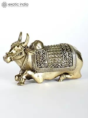 Small Superfine Nandi Brass Statue - Vahana of Lord Shiva (Multiple Sizes)