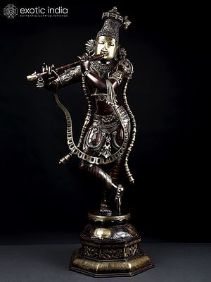 45" Large Tribhanga Murari Krishna | Brass Statue