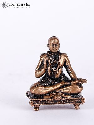1” Small Madhvacharya Copper Statue | Indian Crafted Idol