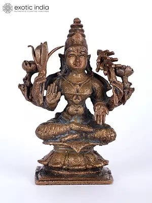 3" Small Hindu Goddess Rajarajeshvari | Copper Statue