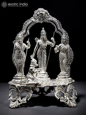 9" Silver Toned Shri Ram Darbar | Brass Statue