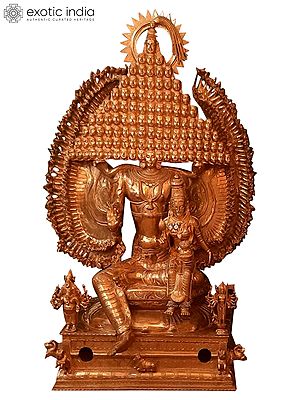 63" Large The Majestic Lord Maha Sadashiva Bronze Statue With 108 Headed | Awarded For Highest No Of Heads In A Statue In The World | Statue for Temple