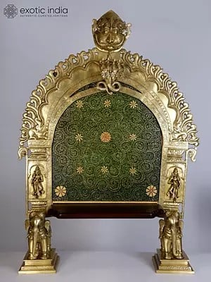 46" Large Designer Kirtimukha Throne (Singhasan) for Placing Deity Statue