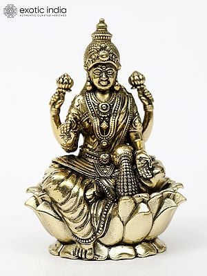 Superfine Goddess Lakshmi Seated on Lotus | Brass Statue | Multiple Sizes