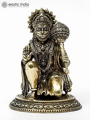 Superfine Sitting Lord Hanuman in Blessing Gesture | Brass Statue | Multiple Sizes