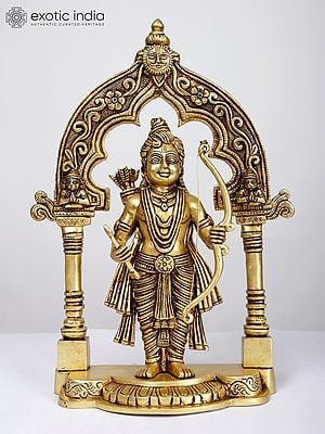 15" Standing Lord Rama Inside Temple | Brass Statue