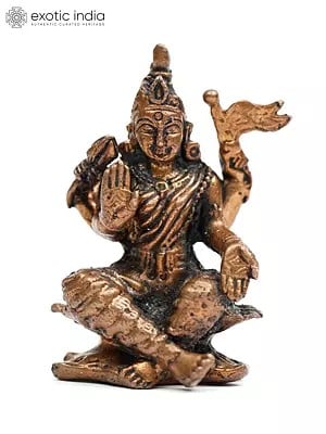 2" Small Goddess Adi Lakshmi - A Form of Ashta Lakshmi | Copper Statue