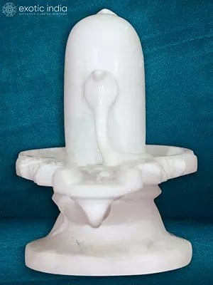 12" White Shiva Linga With Snake | White Makrana Marble Shivling