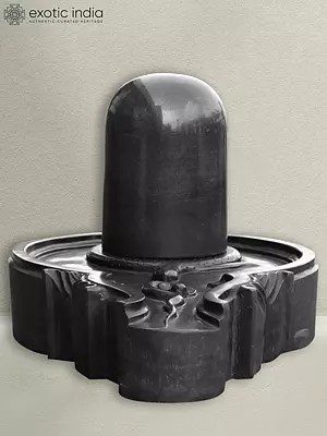 30" Ritual Shiva Linga For Pooja | Black Marble Shivling