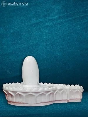 21" Shiva Lingam Statue For Devotees | White Makrana Marble Shivling