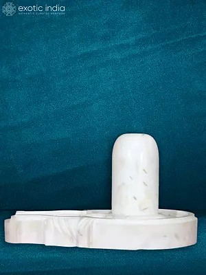 21" Handmade White Marble Statue Of Shiva Lingam | White Makrana Marble Shivling