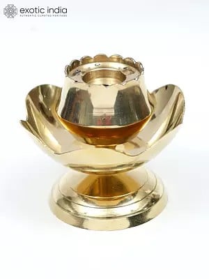 4" Lotus Design Incense Holder in Brass