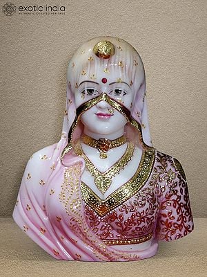 12" "Bani Thani" Or Bedecked Lady Marble Sculpture