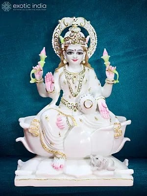 18" Devi Lakshmi Sculpture| super white makrana marble