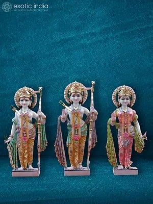 27" Ram With Laxman And Sita | White Makrana Marble