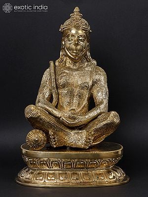 13" Lord Hanuman in Dhyan Mudra | Brass Statue