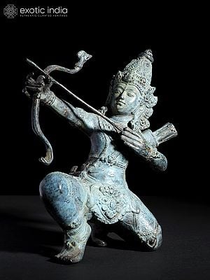 8" Lord Rama The Archer | Brass Sculpture from Indonesia