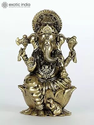2" Small Superfine Blessing Lord Ganesha Brass Statue