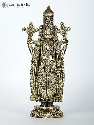 6" Small Superfine Tirupati Balaji (Venkateshvara) Statue in Brass