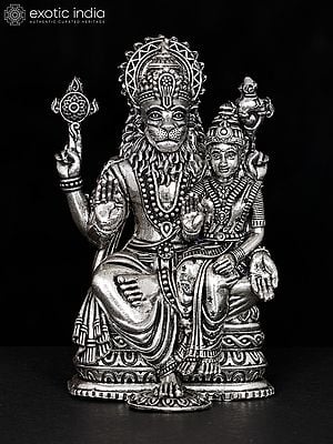 4" Small Superfine Sitting Lord Narasimha with Devi Lakshmi Brass Statue