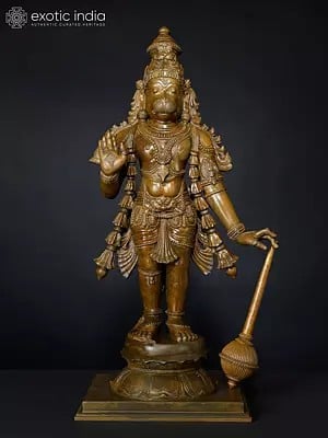 24" Superfine Standing Lord Hanuman in Blessing Gesture | Bronze Statue