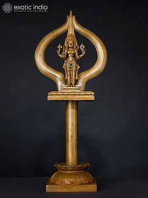 24" Superfine Goddess Parvati Standing on Trishul | Bronze Statue