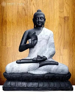 108" Super Large Lord Buddha Preaching His Dharma | Black Marble Sculpture | Shipped by Sea Overseas
