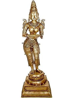 45" Large Size Deep Lakshmi in Brass | Handmade