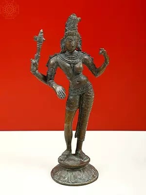 9" The Tall And Slender Ardhanarishvara | Handmade | Madhuchista Vidhana (Lost-Wax) | Panchaloha Bronze from Swamimalai