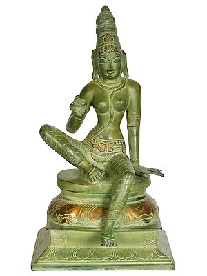 12" Seated Goddess Uma (Parvati) In Brass | Handmade | Made In India
