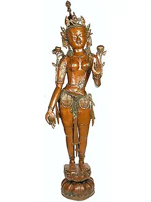 51" Standing Devi Tara, The Tall And Slender Yogini In Brass | Handmade | Made In India