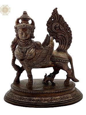 6" Kamadhenu Idol | Divine Cow Brass Statue | Handmade