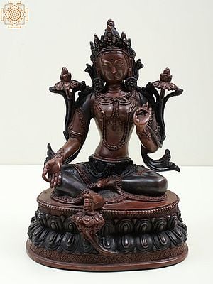9" Statue of Goddess Green Tara in Copper