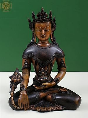 8" Crowned Medicine Buddha -Tibetan Buddhist in Copper