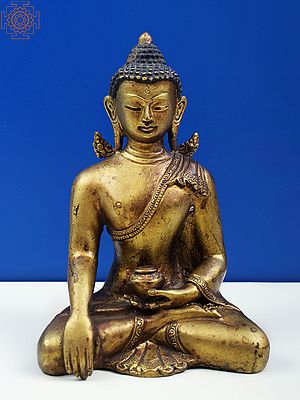 6" Bhumi-Sparsha Buddha Statue (Tibetan Buddhist) in Copper