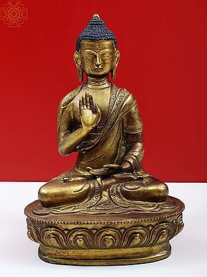 8" Blessing Buddha Statue in Copper